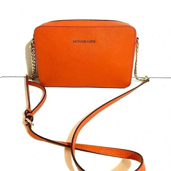 Michael kors orange saffiano leather crossbody handbag - Picture 1 of 15